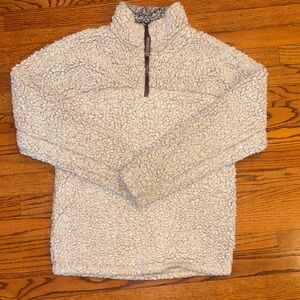 Men's Cream Sherpa Quarter-Zip Pullover Sweater